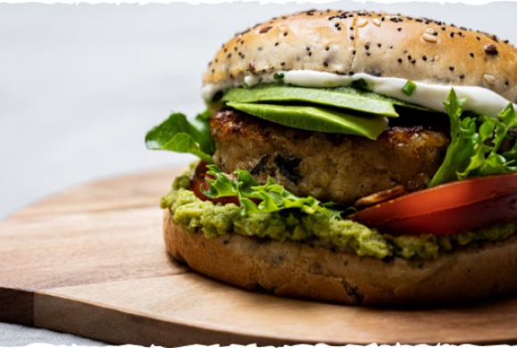 Green burger avocat & petits pois