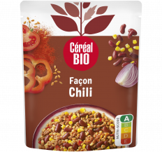 plat cuisiné HARICOTS ROUGES BLÉ MAÏS & SOJA façon chili saveurs sur américaines