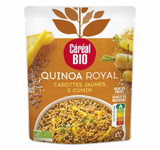 plat cuisiné QUINOA ROYAL carottes jaunes & cumin