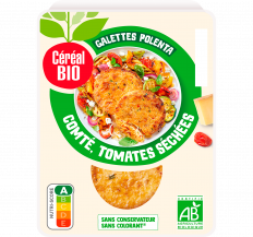 GALETTES POLENTA méditerranéenne : comté, tomates séchées, basilic