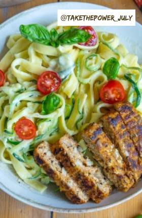 Tagliatelles aux spaghettis de courgettes takethepower july