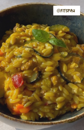 Orzotto curry coco et courgettes