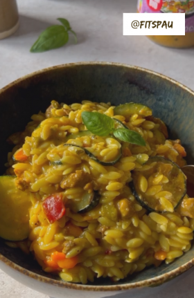 Orzotto curry coco et courgettes