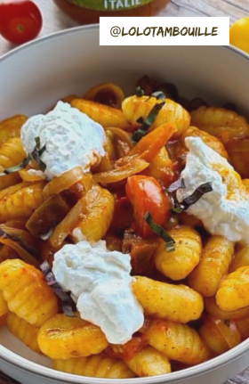 Gnocchis aux tomates cerises & burrata 