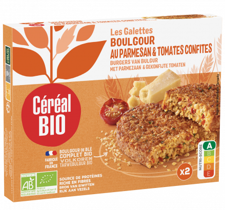 GALETTES BOULGOUR DE BLÉ & parmesan & tomates confites