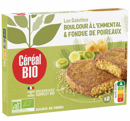 GALETTE DE CÉRÉALES fondue de poireaux emmental