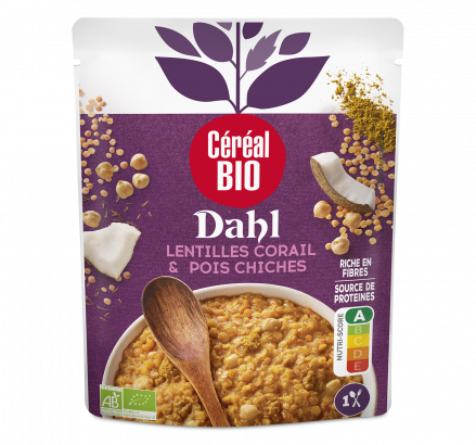 DAHL lentilles corail, pois chiches, lait de coco et cumin