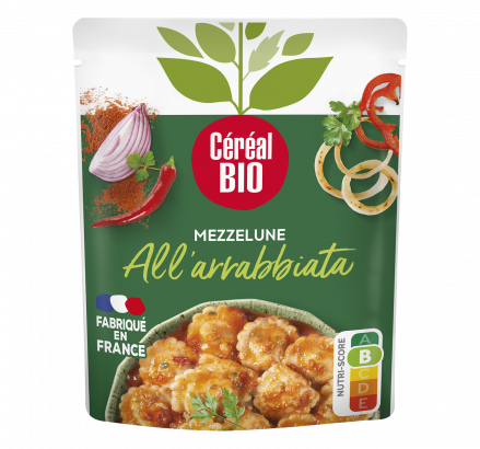 plat cuisiné Mezzelune arrabbiata saveurs d'Italie