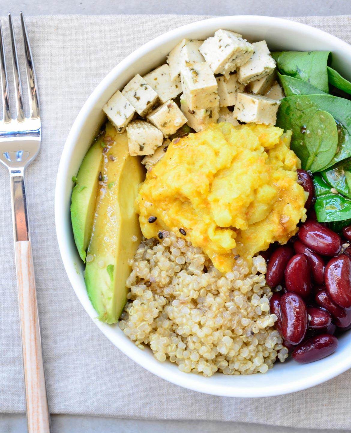 Buddha bowl avocat tofu